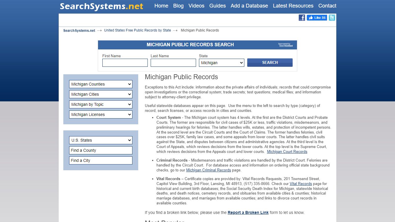 Michigan Public Records Search